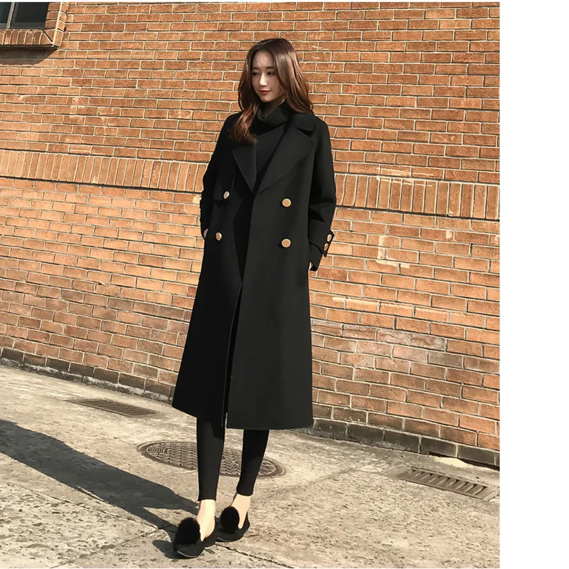 XUXI, шерстяное свободное женское новое зимнее пальто, Корейская версия, длинное шерстяное осеннее Женское пальто, женские пальто, FZ0103