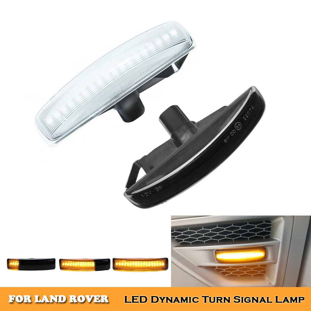 

2pcs car front side marker turn signal dynamic indicator lights for Land Rover Freeland 2 Discovery 3 4 LR2 LR3 LR4 Range Rover