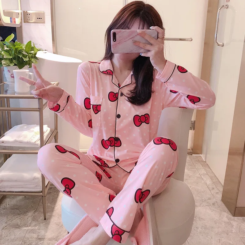 

Pajamas Women Long Sleeve Pure Cotton Spring And Autumn Korean-style Women's Thin Large Size Autumn And Winter Tracksuit Summer