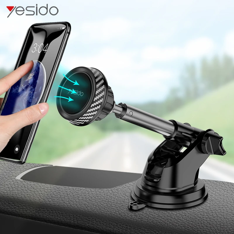 

Yesido Telescopic Magnetic Car Phone Holder Stand Dashboard Windshield 360° Rotatable Metal Sucker Car Mount For iPhone Samsung
