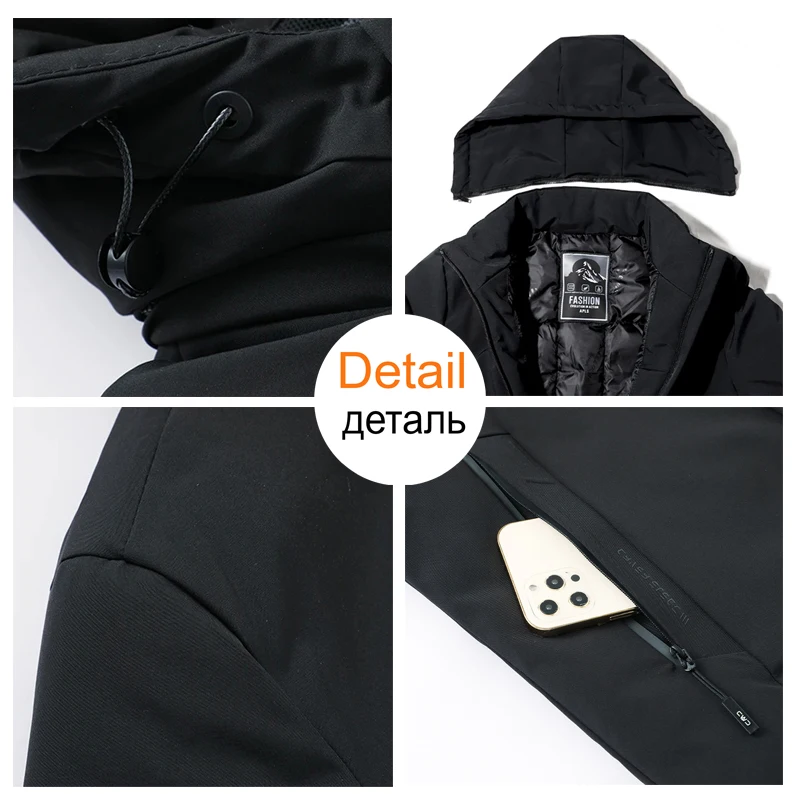 TREESOLO Mens Winter Warm Thick Parkas Plus Size Cotton Detachable Hat Jacket Men 5XL Outwear Pocket Men Classic Coat cotton jacket parka coat parkas coat