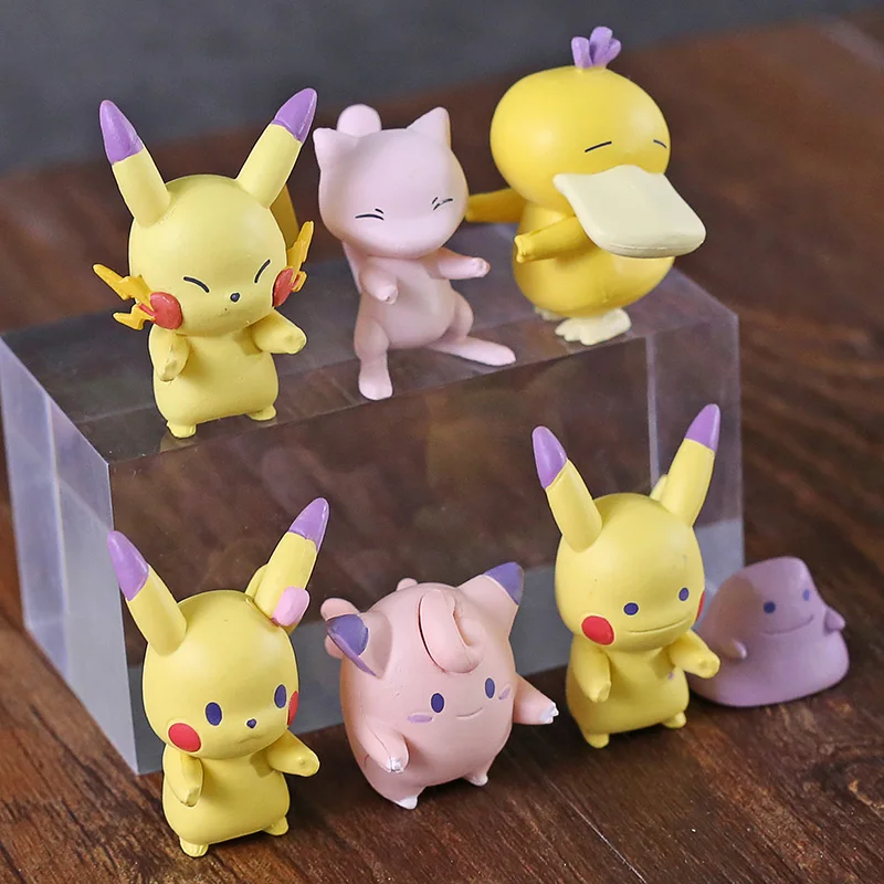 

6 pcs/set Psyduck Mewtwo Clefairy Figures Mini PVC Figure Model Toys
