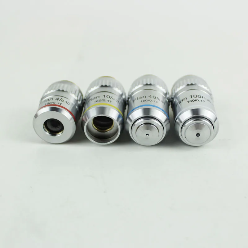 4X 10X 40X 100X Biological Microscope Objective Lens 195 Plan Achromatic Object Glass Professional Microscopio Accessories