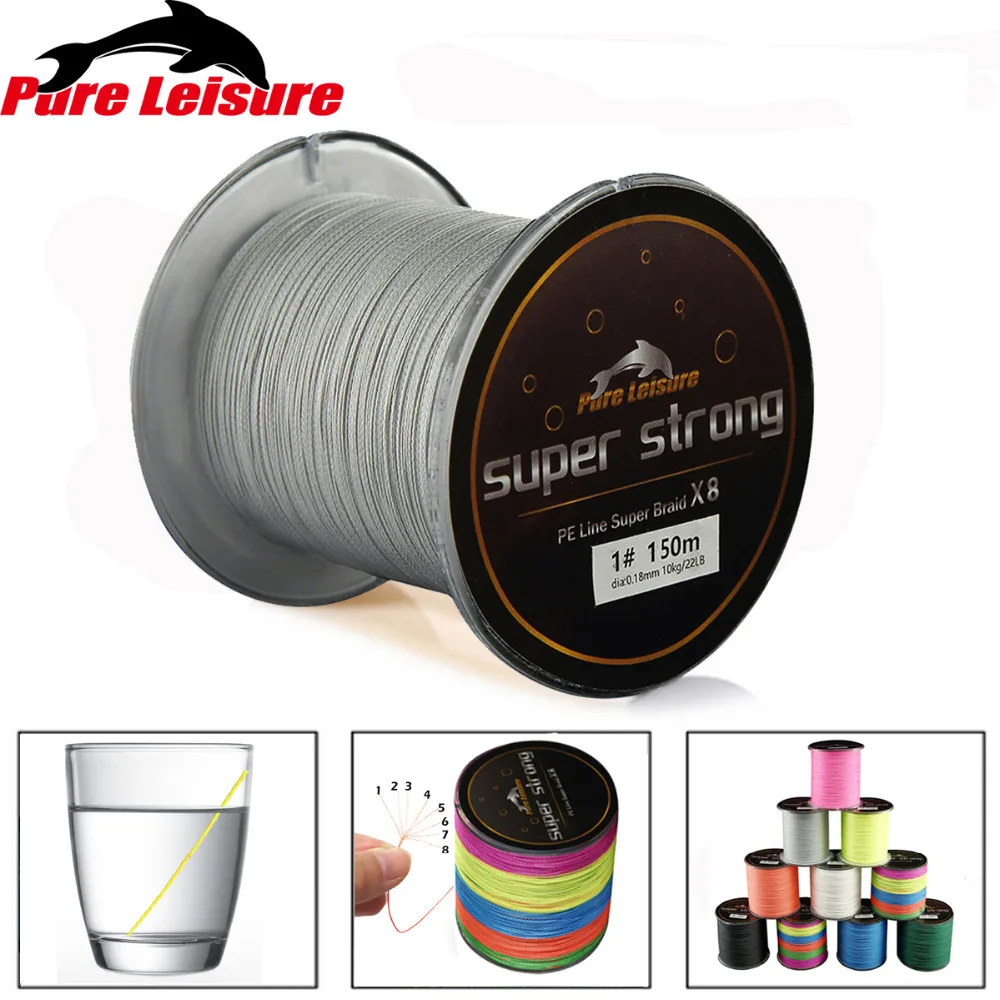PureLeisure плетеная леска 8 Brins 150 м 4 стойки и 200 фунтов Tresse Peche Рыболовная Снасть