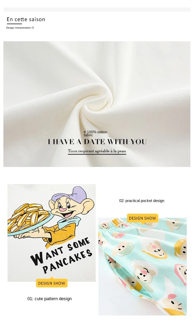 Disney Cartoon Snow White Dwarf Long Pajamas Set Lady Autumn Winter Cotton Long Sleeve Trousers Suit Printing Kawaii Pyjamas Set