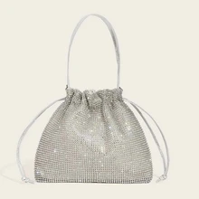 Женская вечерняя сумка, стразы, сумка-мешок, блестящая сумка через плечо, сумка на плечо, вечерние, свадебные, вечерние