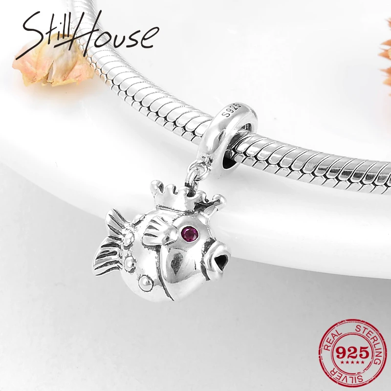 

High quality 925 Sterling Silver Princess fish charm bead fit Original Pandora Charms Bracelet beads for Jewelry making 2019