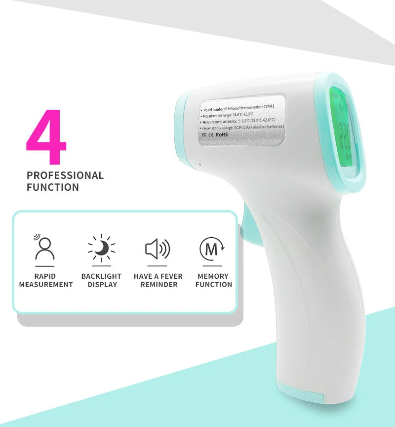 

Non Contact Infrared Forehead Thermometer No Touch Digital adult baby body forehead temperature gun 3 color