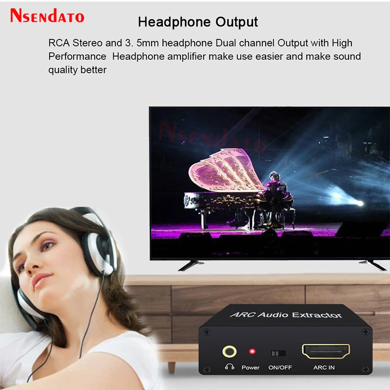 Фото HDMI ARC аудио экстрактор DAC ARC L/R коаксиальный SPDIF-разъем, возвратный канал, преобразователь для волокна RCA 3,5 мм, наушники для ТВ №4