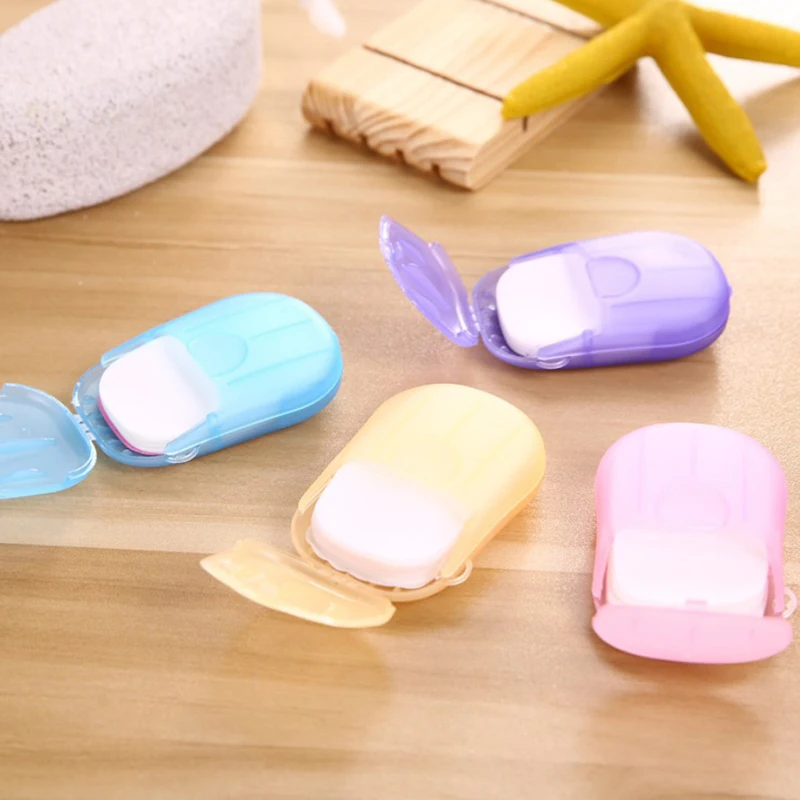 

1Pcs New Home Convenient Washing Hand Bath Travel Scented Slice Sheets Foaming Box Paper Soap