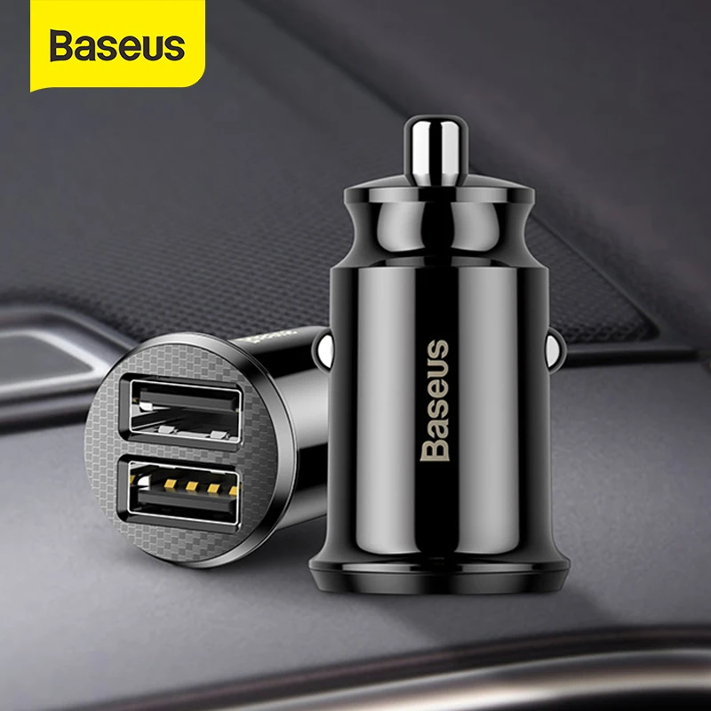 Baseus 12V Dual USB 3.1A Автомобильное зарядное устройство для Iphone Samsung Быстрая зарядка Mini