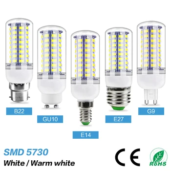 E27 Led Lamp E14 Led Lamp GU10 Corn Lamp B22 Kroonluchter Verlichting G9 Led Kaars Licht SMD5730 220V 24 36 48 56 69 72Leds Licht