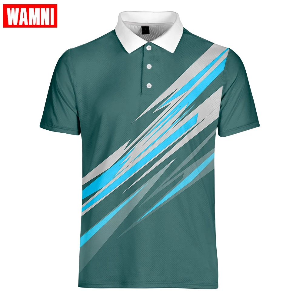 WAMNI 3D рубашка-поло для тенниса повседневная спортивная линия в полоску Быстросохнущий воротник мужской бадминтон уличная рубашка поло