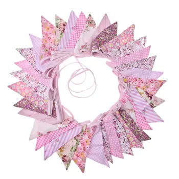 

36PCS 10M Pink Series Triangle Bunting Flag Birthday Party Decoration Banner Pennant For Girls Birthday Party