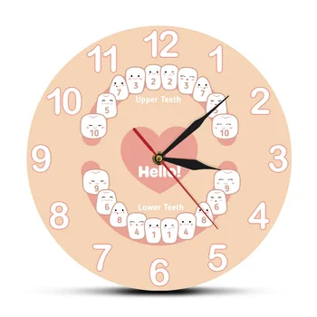 

Baby Teething Dental Dentition Silent Wall Clock Temporary Teeth Chart Children Teeth Dentistry Office Acrylic Print Wall Clock