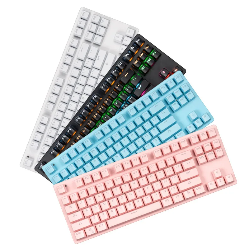 Jogo de Teclado Mecânico do Jogo Mecânico para Computador Portátil do Jogo Anti-fantasma Backlit Interruptor Azul 87key Teclado Rgb Mix - Imagem 5
