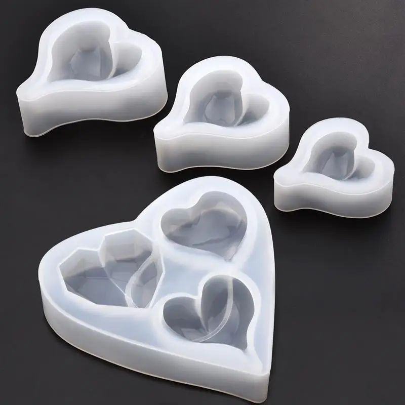 

3D Heart Shape Silicone Mold Casting For Resin Jewelry Making Epoxy UV Jewelry Tools Silicone Moulds For DIY Keychain Pendants