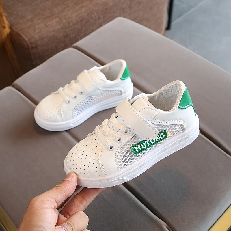 

Summer Korean-style Children White Shoes Girls Athletic Shoes BOY'S Casual Punched Sheet Shoes Students Big Boy Single Network S