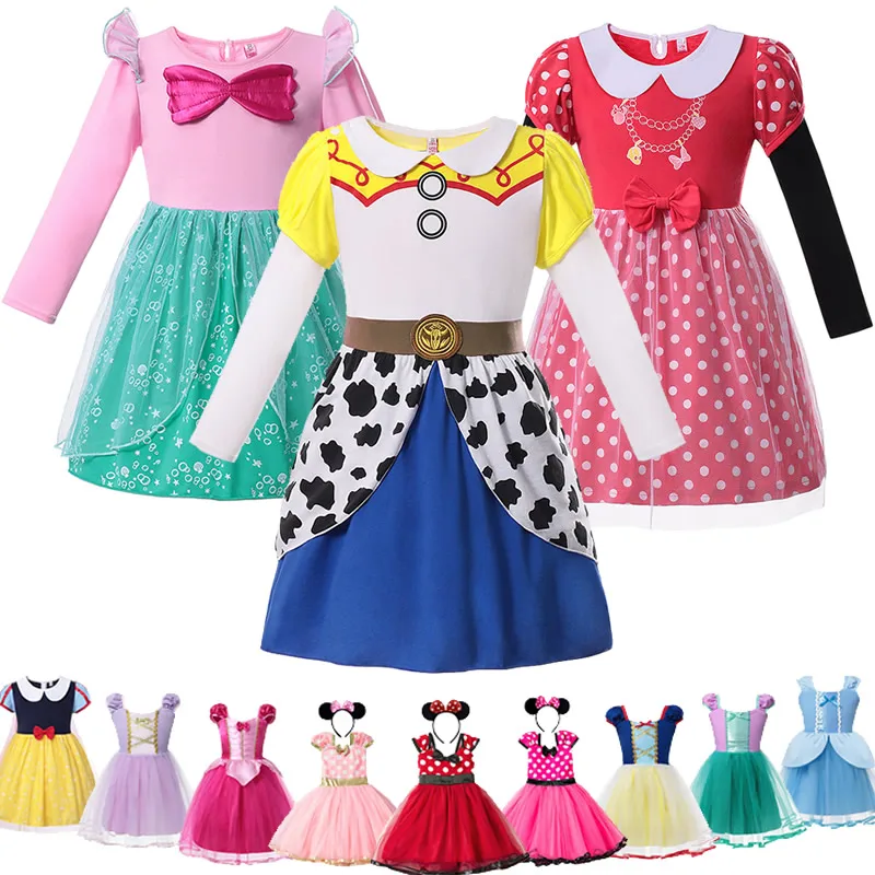 Игрушка для маленькой девочки История 4 Джесси одеваются Принцесса Маленькая Русалка Ариэль платье ребенок Рапунцель бальное платье для младенцев Белоснежка маскарадный костюм