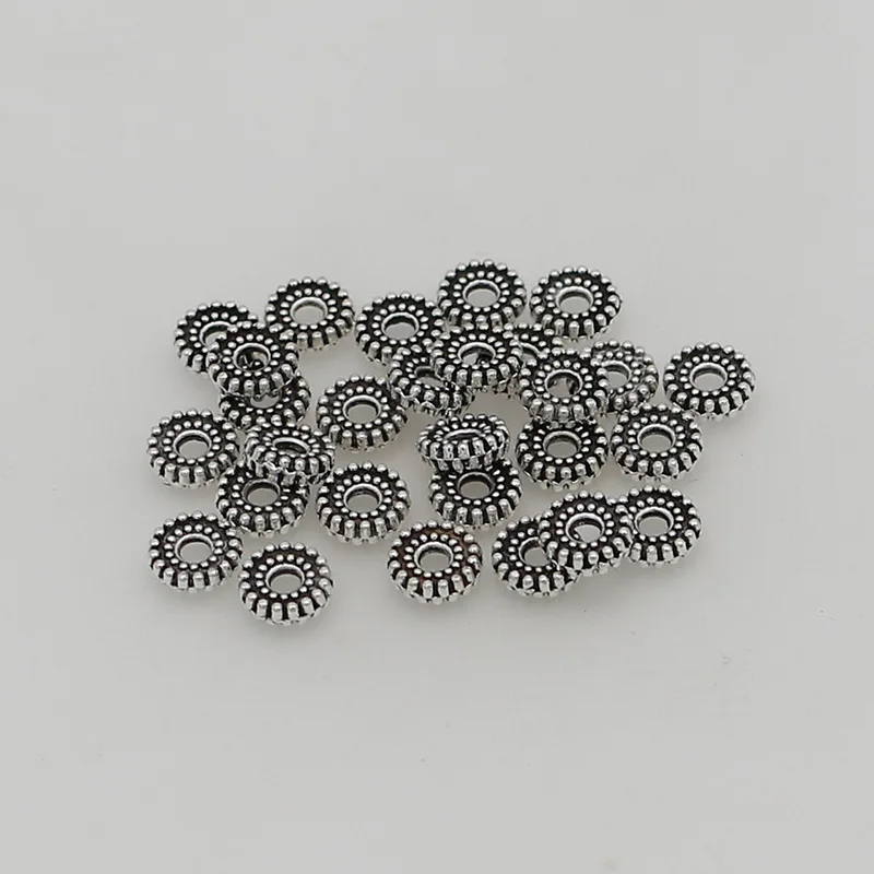 100pcs/lot Antique Silver Gear Shape Loose Bead Spacers 6mm 7.5mm Round  Handmade Beads Thin Separation Spacer DIY Jewelry Make - AliExpress