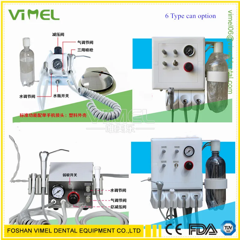 Портативный стоматологический турбинный блок пластик/Корпус из нержавеющей стали двойной разъем со слабой слюной всасывающий стоматологический инструмент