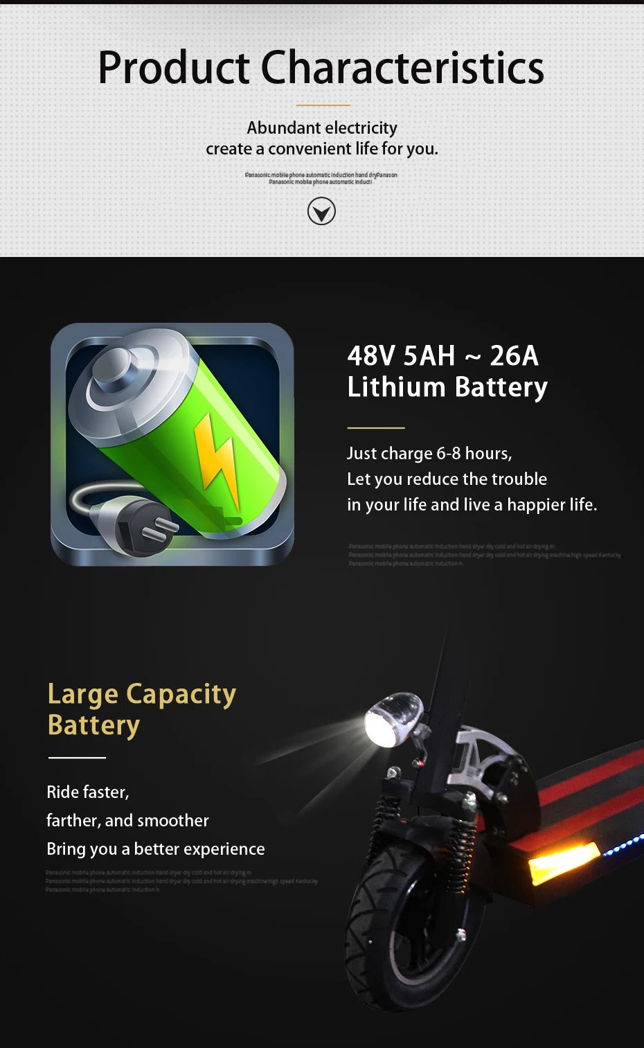 Perfect 48V 500w long distance 100km lithium battery electric scooter 10inch powerful electric skateboard patinete electrico adulto LCD 6