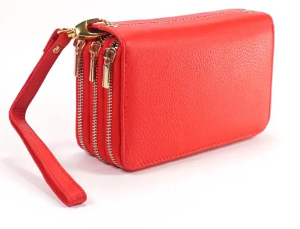 Red with gold zip Кошельки из натуральной кожи для автомобильных ключей, модный держатель для ключей, ключница для кредитных карт, органайзер для ключей, чехол для ключей, сумка для ключей - Цвет: Red with gold zip