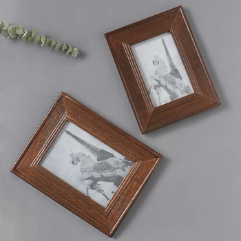 

Retro Style 6/7 Inch Photo Frame Wooden Picture Frame Home Table Decoration Family Couples Photos Frames Quadros Cadre Photo