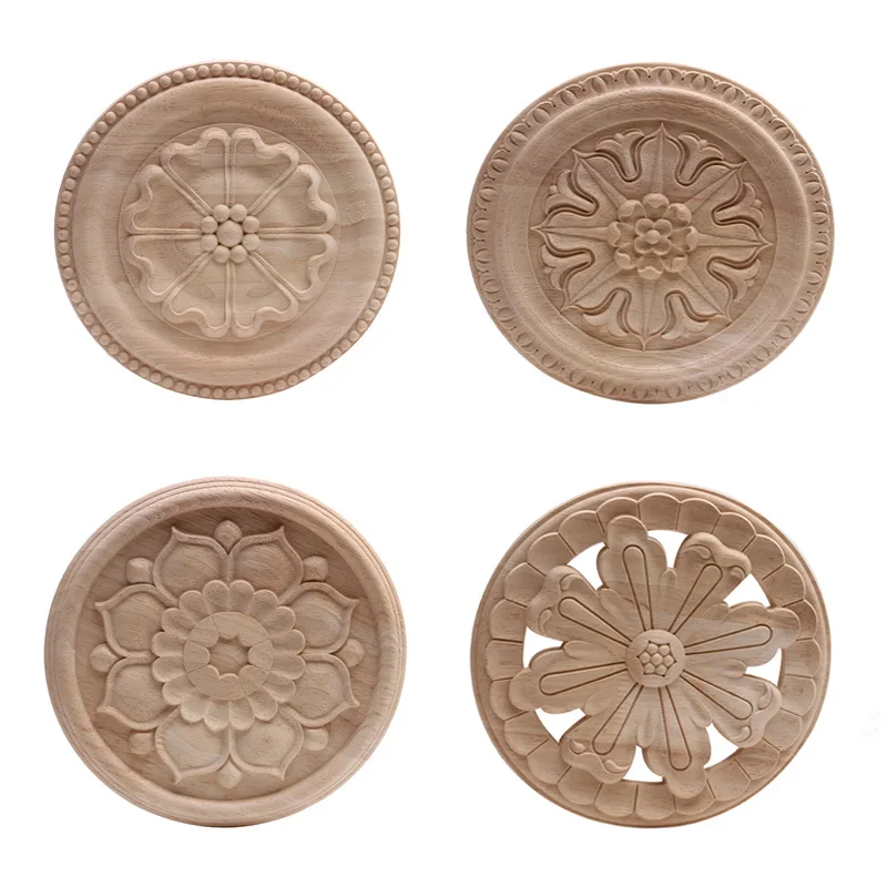 

Wood Applique Onlay Wood Decal Wooden Retro Natural Exquisite Wooden Furniture Doors Walls Corner Home Cabinet Window Hot Sale
