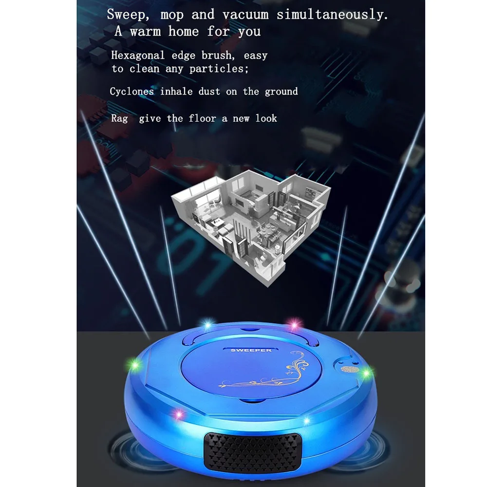 Intelligent Lazy Robot Colorful Light Wireless Vacuum Cleaner Sweeping Vaccum Cleaner Robots Carpet Household Cleaning Machine