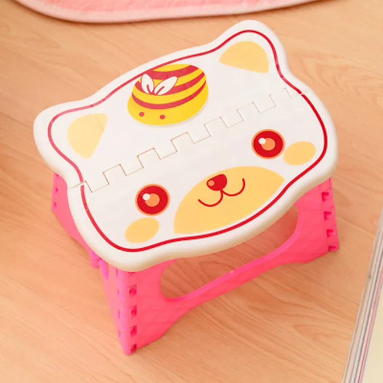H Cute Portable Plastic Stools Thicken Step Folding Child Chairs Kids Pink Blue | Мебель