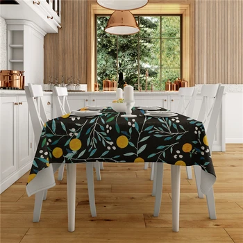 

Nordic Ins Style Tablecloth Green Leaves Fruit Printed Linen Picnic Table Cover Waterproof Rectangle Kitchen Decor Table Cloth