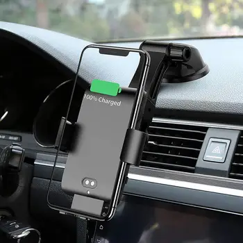 

Car usb chargers C12 IR Auto Clamp Qi Wireless Charger Car Air Vent Dash Mounting Phone Holder for xiao mi huawei phone