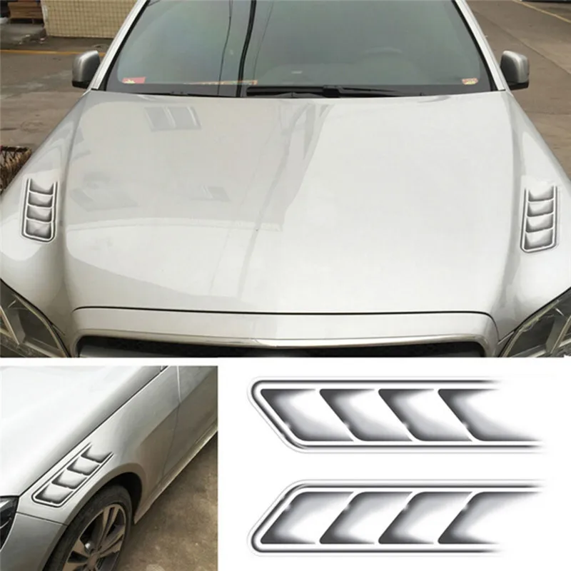 

2Pcs/lot Waterproof Shark Gills Car Styling 3D Simulation Vent Air Flow Fender Chrome Glue Sticker Decal Car Decoration
