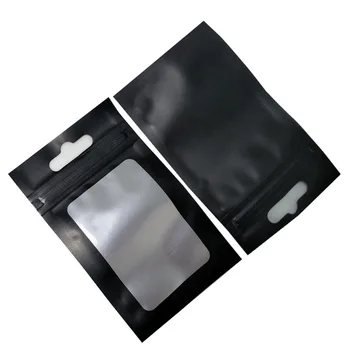 

Reusable Zipper Aluminum Foil Pouch Hang Hole Self Seal Mylar Storage Electronic Products Crafts Packing Bags with Clear Window