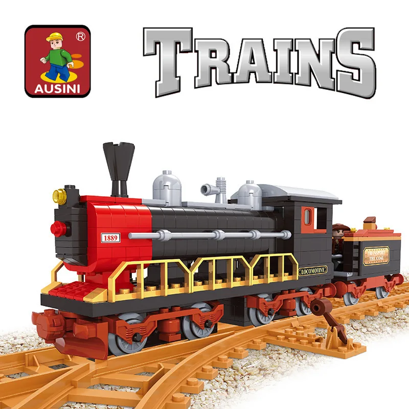

AUSINI 25610 Old-Fashioned Train Building Blocks DIY Assembled Model Children New Style Educational Toy Gift