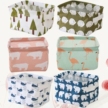 

6pcs Cotton Linen Basket Useful Practical Delicate Household Supplies Simple Desktop Organizer for Shop Office