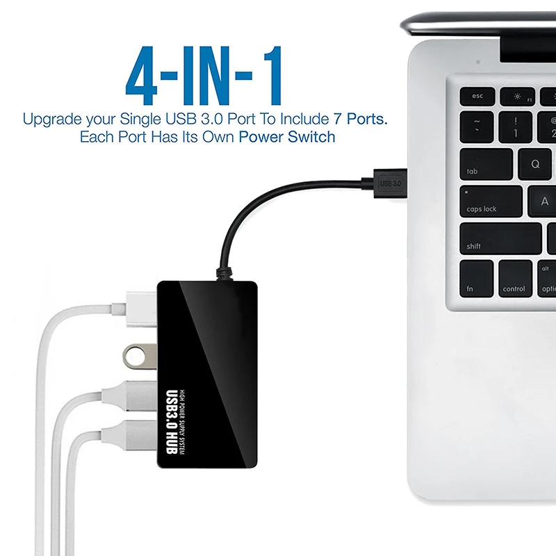 USB 3,0 концентратор 4 порта Высокоскоростной тонкий компактный расширительный разветвитель