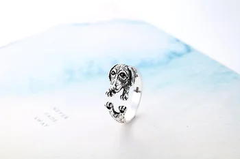 

Bu-7 Personality Retro New Exquisite Gift Puppy Cute Animal 925 Sterling Silver Jewelry Sweet Thai Silver Dog Opening Rings