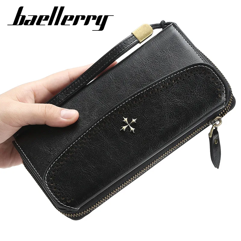 Baellerry женский кошелек кожаный длинный высококачественный однотонный кошелек-клатч на молнии женские Мобильные Сумки 100 шт/партия
