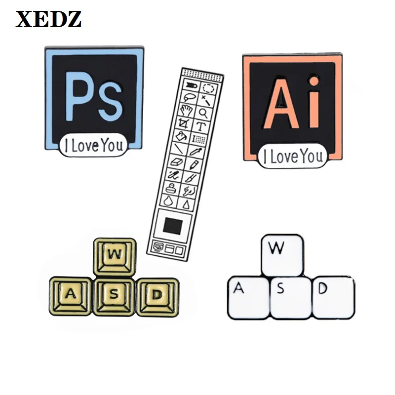 

Computer cursor tool enamel pin PS toolbar keyboard WASD arrow software enthusiast shirt backpack badge jewelry brooch gift