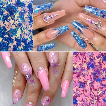 

Holographics Nail Glitter Sequins Nail Art Colorful Flakes Blue Pink Sparkly Butterfly Nail Sequins Decoration DIY Accessories