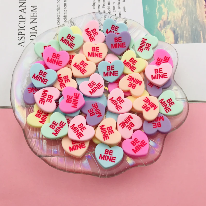 Resin Pastel Conversation Heart for Crafts Making Scrapbooking Jewelry Accessory DIY 20pcs