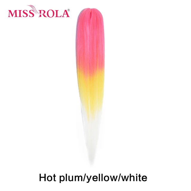 Miss Rola Synthetic 30 Inch 100g Kanekalon Hair Braid Yaki Straight Pre Stretched Pink Wholesale Bulk Hair Extension Jumbo Braid T4/613#