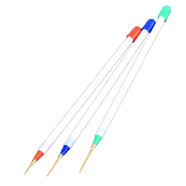 3Pcs Acrylic French Stripe Nail Art Liner Brush Set 3D Tips Manicure Ultra-thin Line Drawing Pen UV Gel Brushes Painting Tools NA137