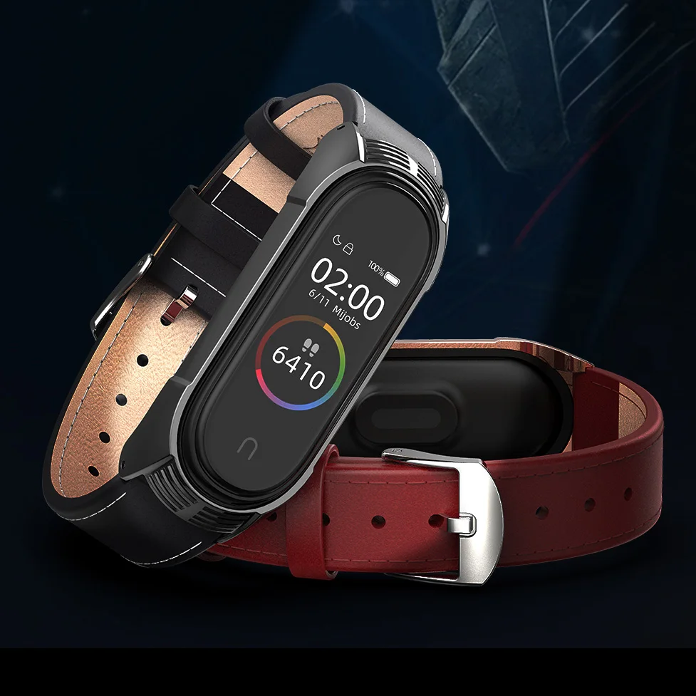 Новейший браслет Mi band 4 3 ремешок из натуральной кожи для Xiaomi Безвинтовой на