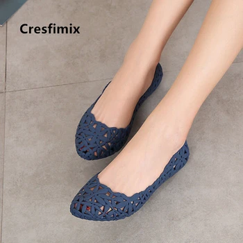

Cresfimix Women Cute Sweet Blue Round Toe Holed Flat Shoes Ladies Casual Comfort Spring & Summer Flats Female Black Loafer C5523