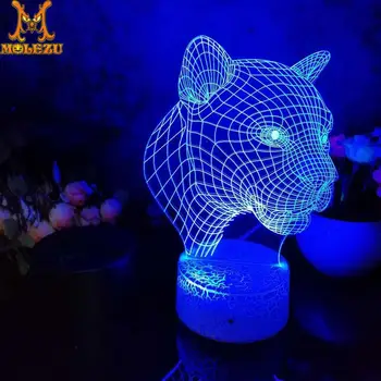

Led 3D Night Light Leopard Head Pattern Figure Nightlight for Child Bedroom Decor Desk Lamp 16 Color with remote