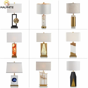 

Modern Golden Marble Table Lamps for Bedroom Bedside Luminaire for Living Room Home Decor LED Table Lights Lighting Bed Room E27