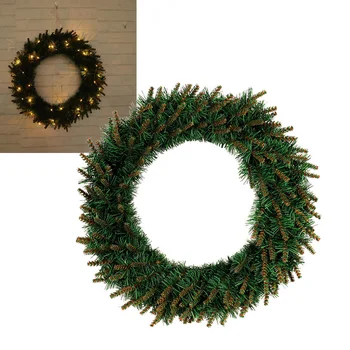 

40cm Christmas Wreath Door Wall Ornament with LED Light for Christmas Party Decor Home Door